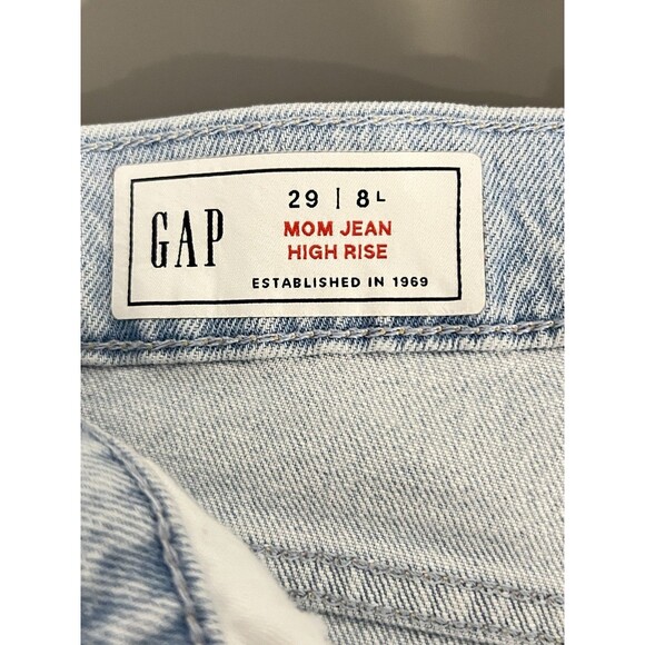 Gap High Rise Mom Jeans Tapered Light Indigo Size 29/8 Long 90s 80s - Picture 4 of 8
